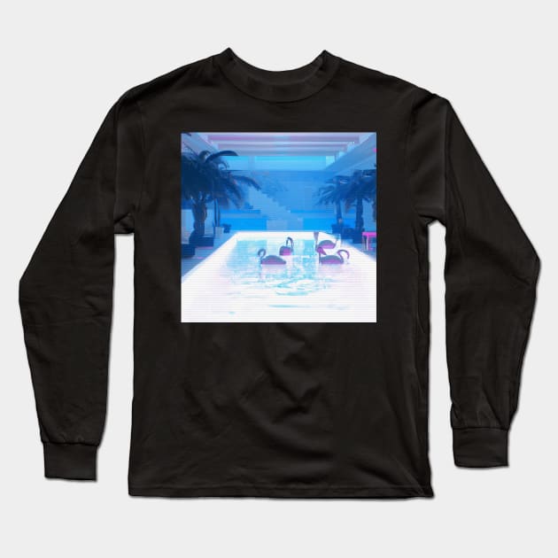 9 0 s  l o u n g e & p o o l Long Sleeve T-Shirt by lofi_retrowave